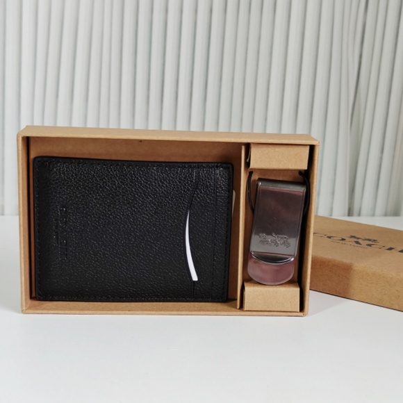 NWT Coach Men BOXED 3-IN-1 CARD CASE IN SMOOTH CALF LEATHER BLACK 75479 $95 - Picture 4 of 6